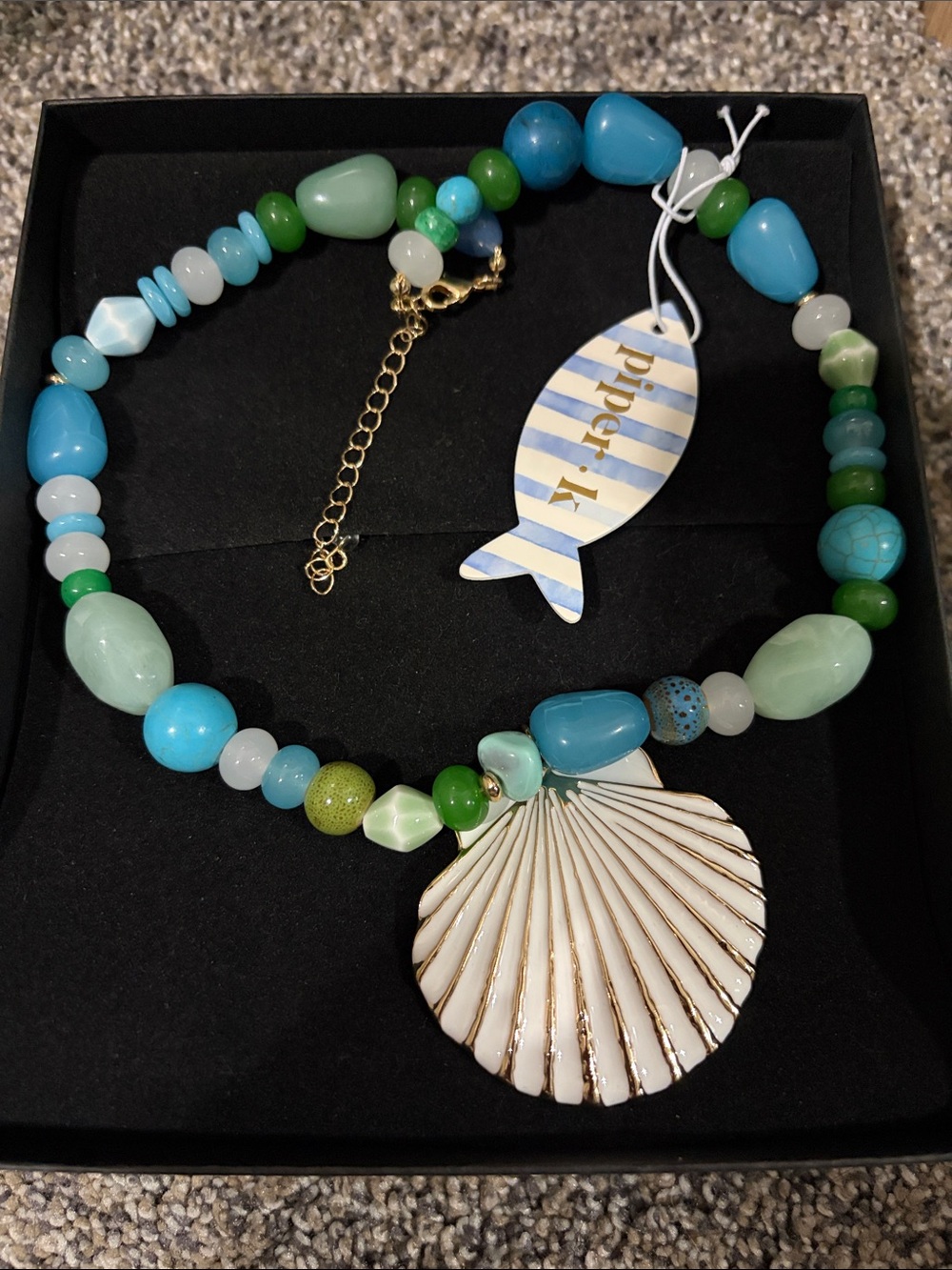 Piper Turquoise, Aqua and Green Beaded Shell Necklace